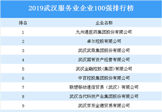 2019年武汉服务业企业100强排行榜