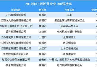 2019年江西民营企业100强排行榜