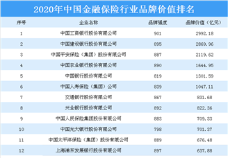 2020年中国金融保险行业品牌价值排行榜