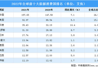 2022年全球能源消费国排名TOP10（附榜单）