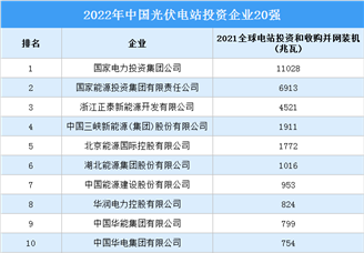 2022年中国光伏电站投资企业20强排行榜（附榜单）