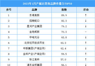 2023年1月产城运营商品牌传播力TOP50