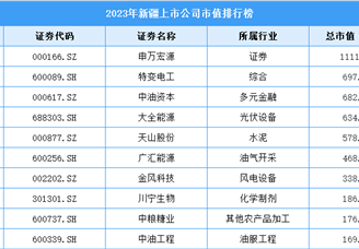 2023年新疆上市公司市值排行榜（附榜单）