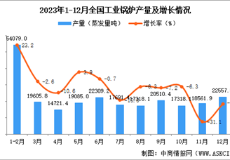 2023年12月全国工业锅炉产量数据统计分析