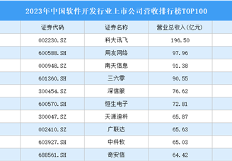 2023年中国软件开发行业上市公司营收排行榜TOP100（附榜单）