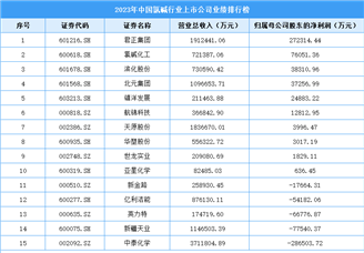 2023年中国氯碱行业上市公司业绩排行榜（附榜单）