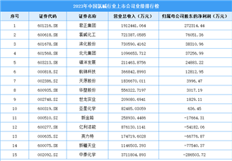 2023年中国氯碱行业上市公司业绩排行榜（附榜单）