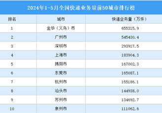 2024年1-5月全国快递业务量前50城市排行榜（附榜单）